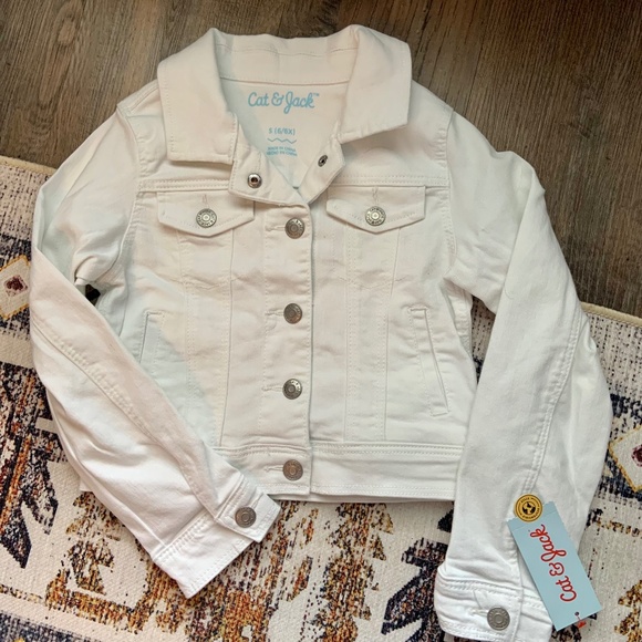 Girls White Denim Jacket Size 6X Cat and Jack - Picture 1 of 6